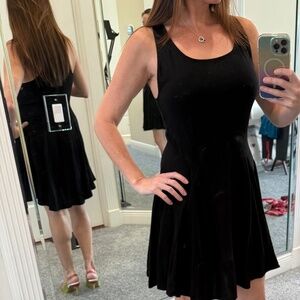 Little black dress with a pop of color